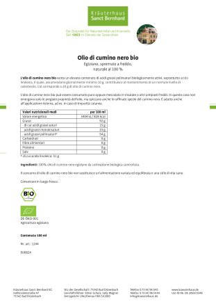 Olio di cumino nero puro bio 100 ml 100 ml