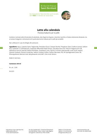 Latte alla calendula 250 ml