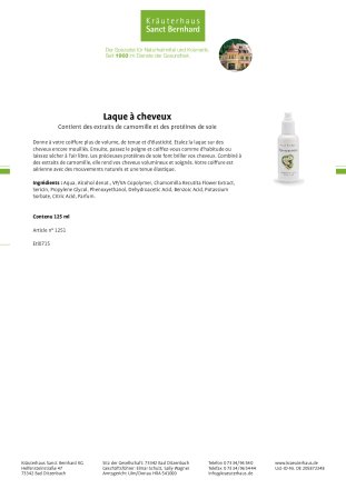 Laque &agrave;&nbsp; cheveux 125 ml