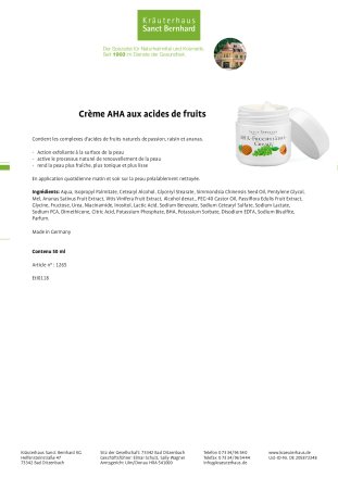 Crème AHA aux acides de fruits 50 ml
