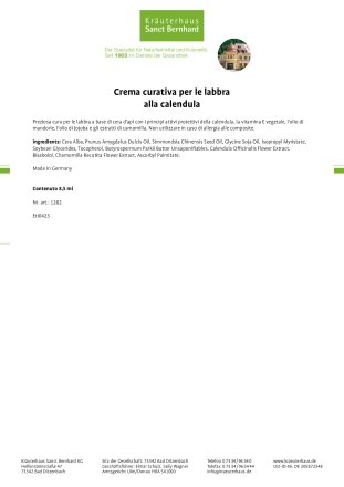 Crema curativa per le labbra alla calendula 8.5 ml