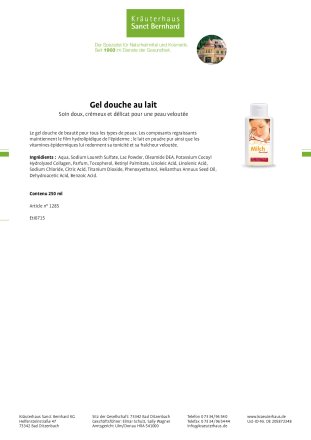 Gel douche au lait 250 ml