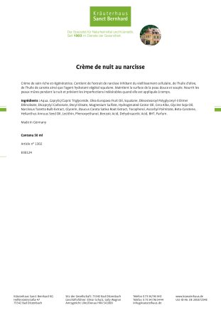 Crème de nuit au narcisse 50 ml