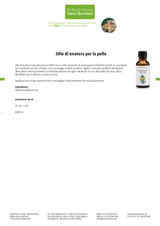 Olio di enotera per la pelle 30 ml