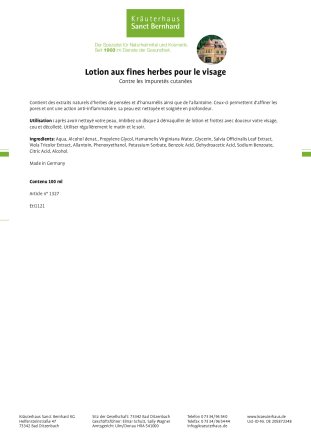 Lotion aux fines herbes pour le visage 100 ml