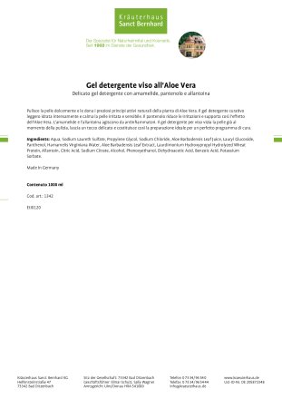Gel detergente viso all'Aloe Vera
