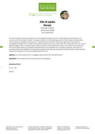 Olio di Jojoba Dorato SPF 6 250 ml