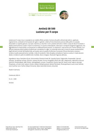 Antietà  SB 500 - Lozione per il corpo 200 ml
