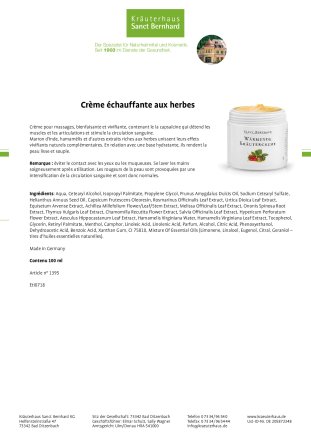 Crème échauffante aux herbes 100 ml