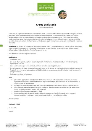 Crema depilatoria 150 ml