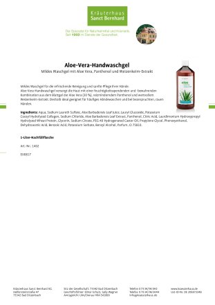 Aloe-Vera-Handwaschgel 1 Liter