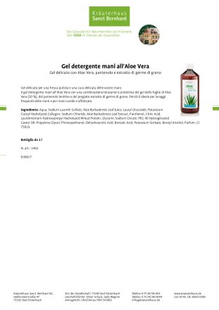 Gel detergente mani all'Aloe Vera 1 litro