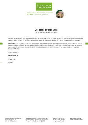 Gel occhi all'aloe vera 25 ml