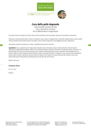 Cura della pelle doposole 250 ml