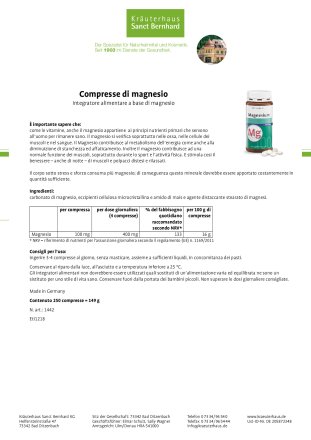 Compresse di magnesio 250 compresse