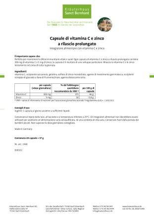 Capsule di vitamina C e zinco a rilascio prolungato 60 capsule