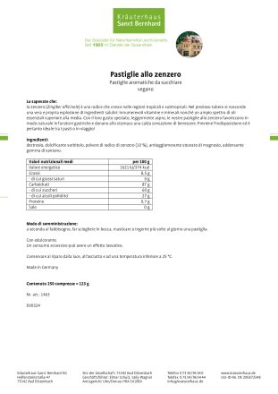 Pastiglie allo zenzero 250 compresse