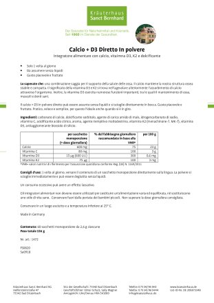 Calcio + D3 Diretto  In polvere 156 g