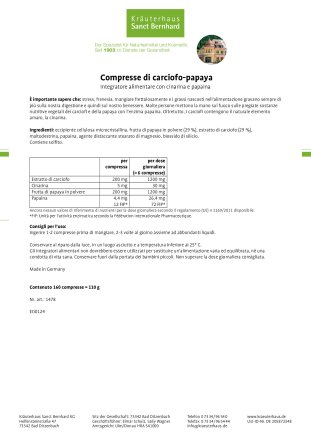 Compresse di carciofo-papaya 160 compresse