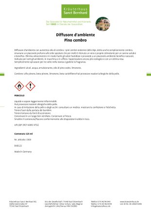 Diffusore d'ambiente pino cembro 125 ml