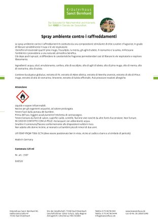Spray ambiente contro i raffreddamenti 125 ml