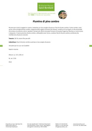 Piumino di pino cembro