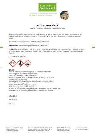Anti-Stress-Relaxöl / Ätherisches Öl 30 ml
