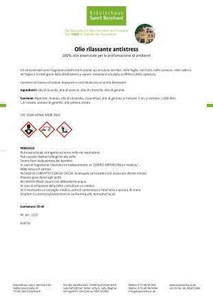 Olio rilassante antistress / olio essenziale 30 ml