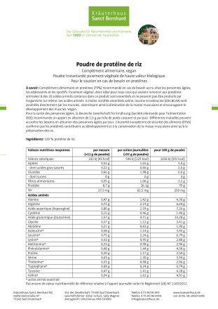 Poudre de protéine de riz 700 g