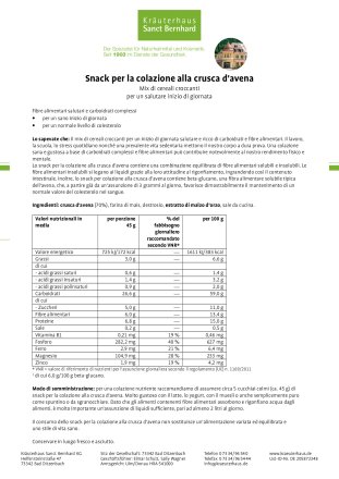 Spuntino della prima colazione alla crusca d'avena 500 g