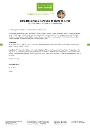 Olio da bagno alle erbe - Cura delle articolazioni 500 ml