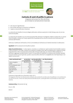 Cuticola di semi di psillio in polvere 400 g