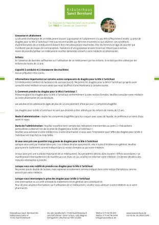 Dragées pour la bile contient des artichauts 450 dragées