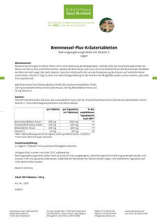Brennnessel-Plus-Kräutertabletten 300 Tabletten