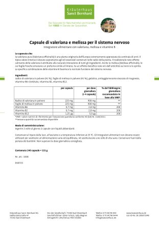 Capsule di valeriana e melissa per il sistema nervoso 240 capsule