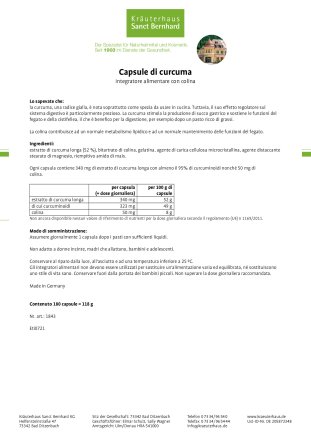 Capsule di curcuma 180 capsule