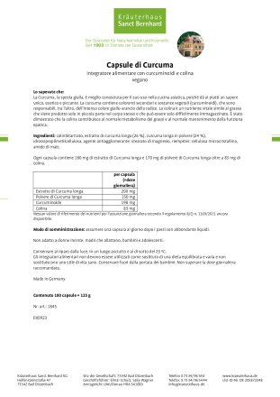 Capsule di curcuma 180 capsule