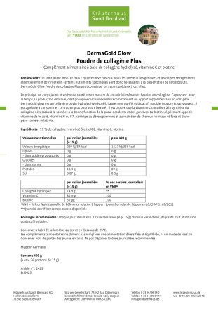 DermaGold Glow Poudre de collagène Plus 400 g