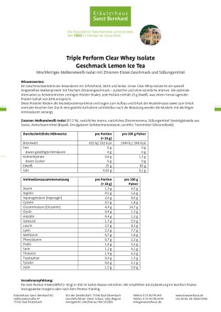 Triple Perform Clear Whey Isolate Geschmack Lemon Ice Tea 400 g