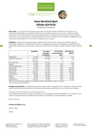 Sanct Bernhard Sport Gélules Q10 PLUS 150 gélules