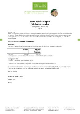 Sanct Bernhard Sport Gélules L-Carnitine 180 gélules
