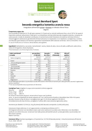Sanct Bernhard Sport bevanda energetica isotonica arancia rossa 900 g 900 g