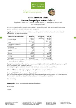 Sanct Bernhard Sport Boisson énergétique isotonique griotte 11 sachets 396 g