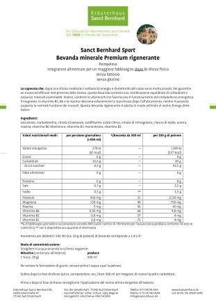 Sanct Bernhard Sport Bevanda minerale Premium rigenerante al pompelmo 750 g