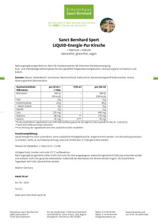 Sanct Bernhard Sport LIQUID- Energie-Pur Kirsche 11 Tuben 550 ml