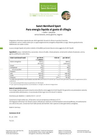Sanct Bernhard Sport Pura energia liquida - ciliegia - 18 tubetti 900 ml