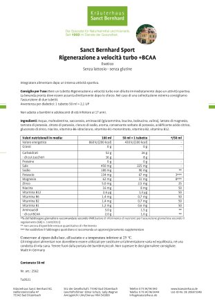 Sanct Bernhard Sport Rigenerazione a velocità  turbo +BCAA 50 ml