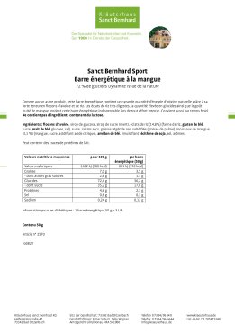 Sanct Bernhard Sport Barre énergétique aux mangue paquet de 11 barres 550 g