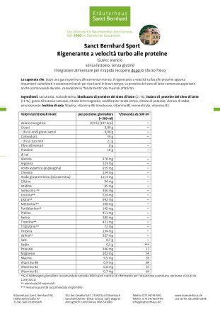 Sanct Bernhard Sport Rigenerante a velocità turbo alle proteine 725 g