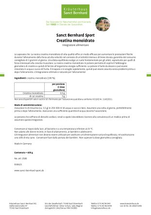 Sanct Bernhard Sport Creatina monoidrato 600 g
